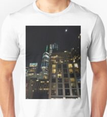Building, Skyscraper, New York, Manhattan, Street, Pedestrians, Cars, Towers Unisex T-Shirt