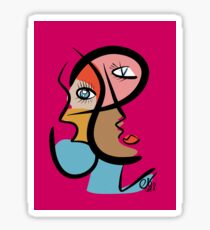 Portrait of a Woman Red Rubine Cubist Expressionist Sticker