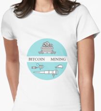Railway car, bitcoin, dynamite, jackhammer, helmet Women's Fitted T-Shirt