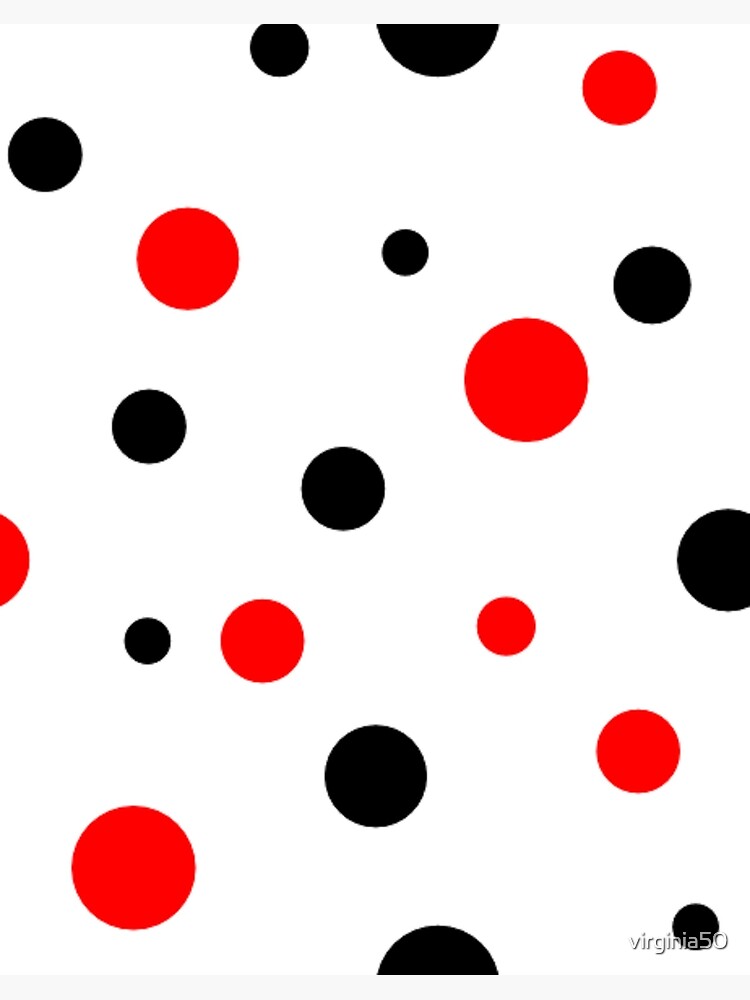 Red And Black Polka Dots On White Background Art Board Print