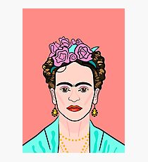 Frida Kahlo ( Coral background ) Photographic Print
