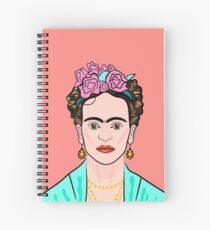 Frida Kahlo ( Coral background ) Spiral Notebook