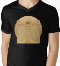 Camiseta para hombre de cuello en v Leonardo da Vinci - Hombre de Vitruvio