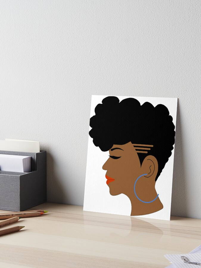 Black Lady With Tapered Afro Cut And Shaved Sides Art Board Print By Blackartmatters