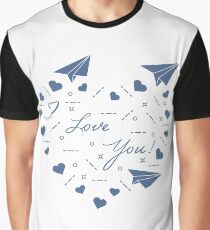 Paper airplane, hearts. Valentine's Day. Graphic T-Shirt