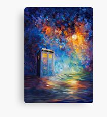 Phone box with the moon light Canvas Print