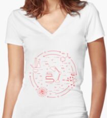 Wissenschaftliche, Bildungselemente. Tailliertes T-Shirt mit V-Ausschnitt