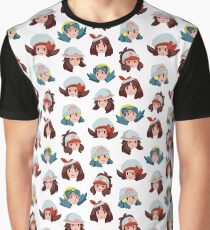 Female Pokemon Trainers Pattern Graphic T-Shirt