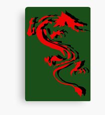 3D Double Dragon Silhouette Canvas Print