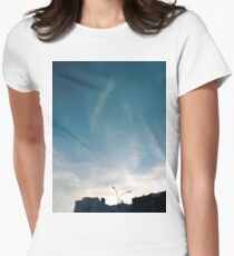 Building, Skyscraper, New York, Manhattan, Street, Pedestrians, Cars, Towers Women's Fitted T-Shirt