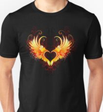 Angel Fire Heart with Wings Unisex T-Shirt