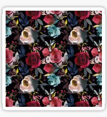 Boho watercolor marsala red blue black floral Sticker