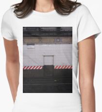 Building, Skyscraper, New York, Manhattan, Street, Pedestrians, Cars, Towers, morning, trees, subway, station Women's Fitted T-Shirt