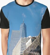 Building, Skyscraper, New York, Manhattan, Street, Pedestrians, Cars, Towers, morning, trees, subway, station Graphic T-Shirt
