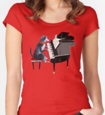 Piano lesson (Doggy Art) Women's Fitted Scoop T-Shirt