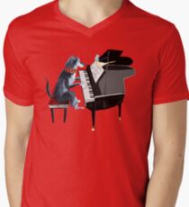 Piano lesson (Doggy Art) Men's V-Neck T-Shirt