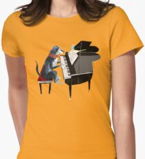 Piano lesson (Doggy Art) Women's Fitted T-Shirt