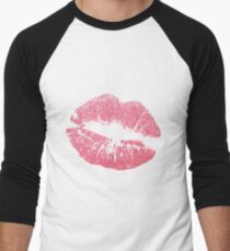 Kuss Kiss Lippenstift Kussmund Pink Baseballshirt für Männer