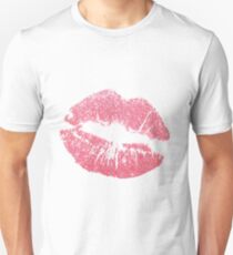Kuss Kiss Lippenstift Kussmund Pink Unisex T-Shirt
