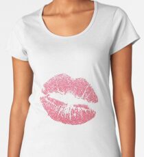 Kuss Kiss Lippenstift Kussmund Pink Frauen Premium T-Shirts