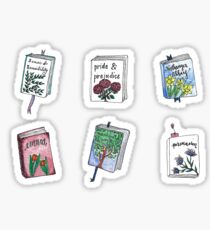 Pegatina Jane Austen Libros con flores!