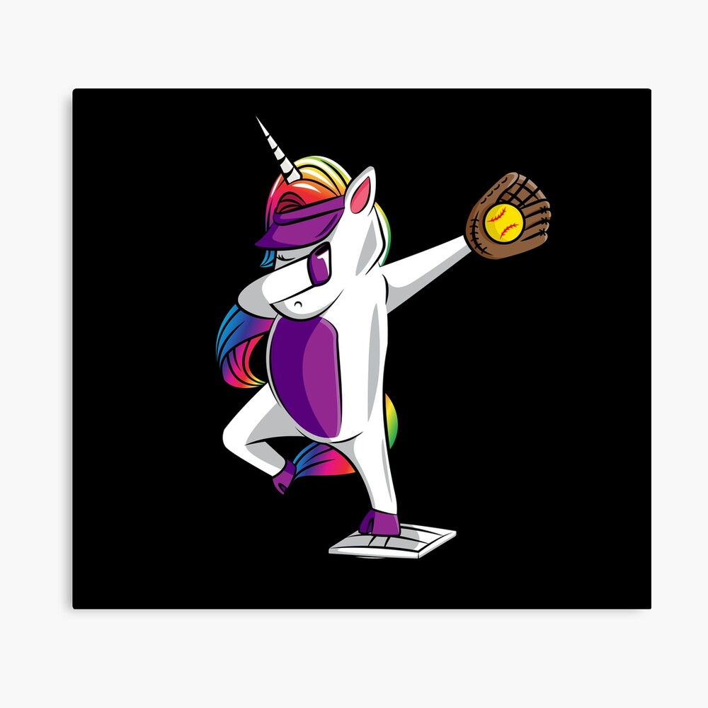 "Dabbing Unicorn Softball Girls Softball Dab Softball Gift Cute