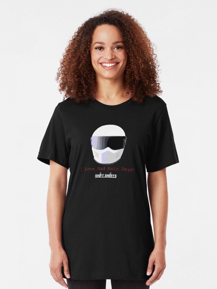 Alternate view of Shift Shirts Racers Bad Hair Day - Track Day/ Racing Gear Inspired Slim Fit T-Shirt