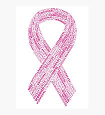 Breast Cancer Ribbon Typography Photographic Print