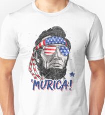 Camiseta ajustada Merica Abe Lincoln camiseta 4 de julio Bandera estadounidense Murica
