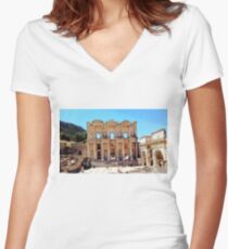 “Today Meets Yesterday”, Photo / Digital Painting Women's Fitted V-Neck T-Shirt