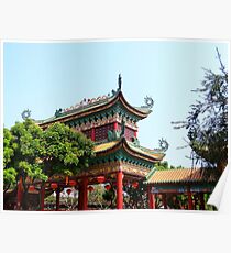 Decorative Chinese Roof - China Baomo Garden - Chinese New Year - Guangzhou, China Poster
