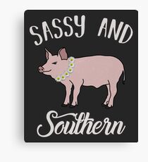 Sassy and Southern Cute Flower Daisy Pig Canvas Print