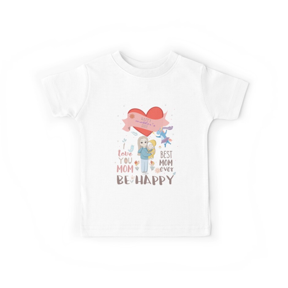 Toddler//Kids Short Sleeve T-Shirt Two Hearts Happy Mothers Day Mami