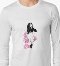Girl in a skirt with roses, illustration Long Sleeve T-Shirt