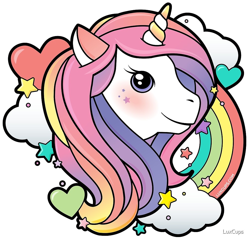 Magical Kawaii Rainbow Unicorn By Luxcups Redbubble