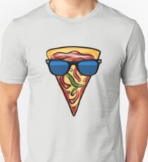 Funny Pizza Emoji Sunglasses Pepperoni Cheese Novelty Gift Slim Fit T-Shirt