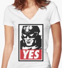 Camiseta entallada de cuello en V "¡SÍ!"