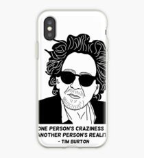 Tim Burton - Craziness quote design iPhone Case