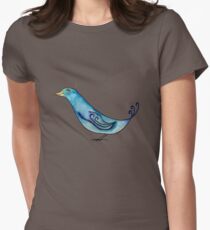 Watercolor Blue Bird Women's Fitted T-Shirt