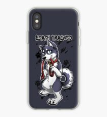 Vinilo o funda para iPhone Leash entrenado - Dark Blue Husky