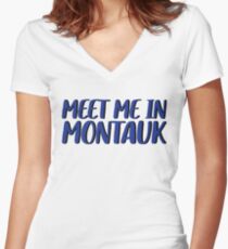 Meet Me In Montauk - Adventure Traveler Women's Fitted V-Neck T-Shirt