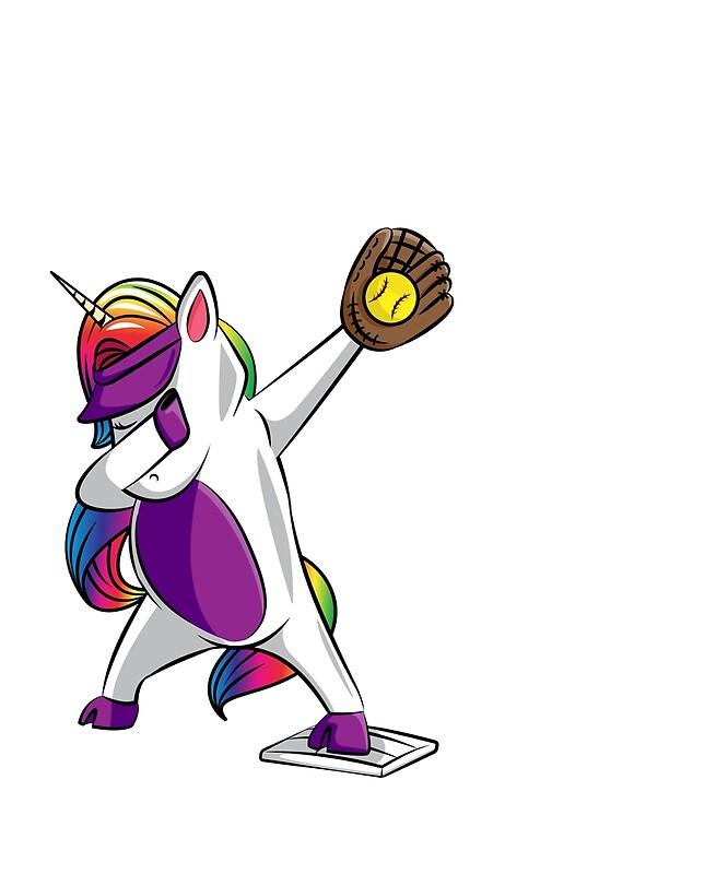 "Softball Dabbing Unicorn Girls Softball Dab Softball Gift All About That Base.png (2)" by