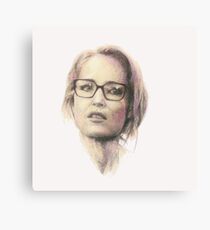 Gillian Anderson Sepia Portrait Original Colored Pencil Drawing Canvas Print