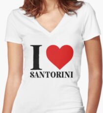 I Love Santorini For Italy Pride Women's Fitted V-Neck T-Shirt