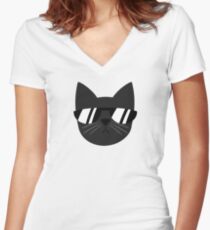 Chill Cat Women's Fitted V-Neck T-Shirt