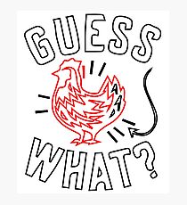 Guess What? Chicken Butt Graphic T-Shirt Black, White Photographic Print