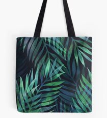 Dark green palms leaves pattern Tote Bag