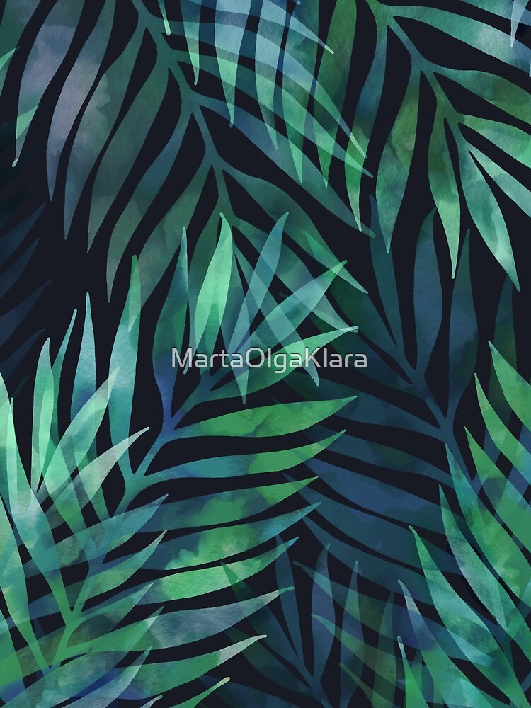 Dark green palms leaves pattern by MartaOlgaKlara