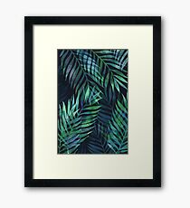 Dark green palms leaves pattern Framed Print