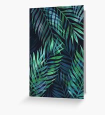 Dark green palms leaves pattern Greeting Card